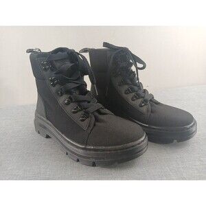 Dr Doc Martens Nwt Combs W Black Combat Boots Womens 7 Canvas